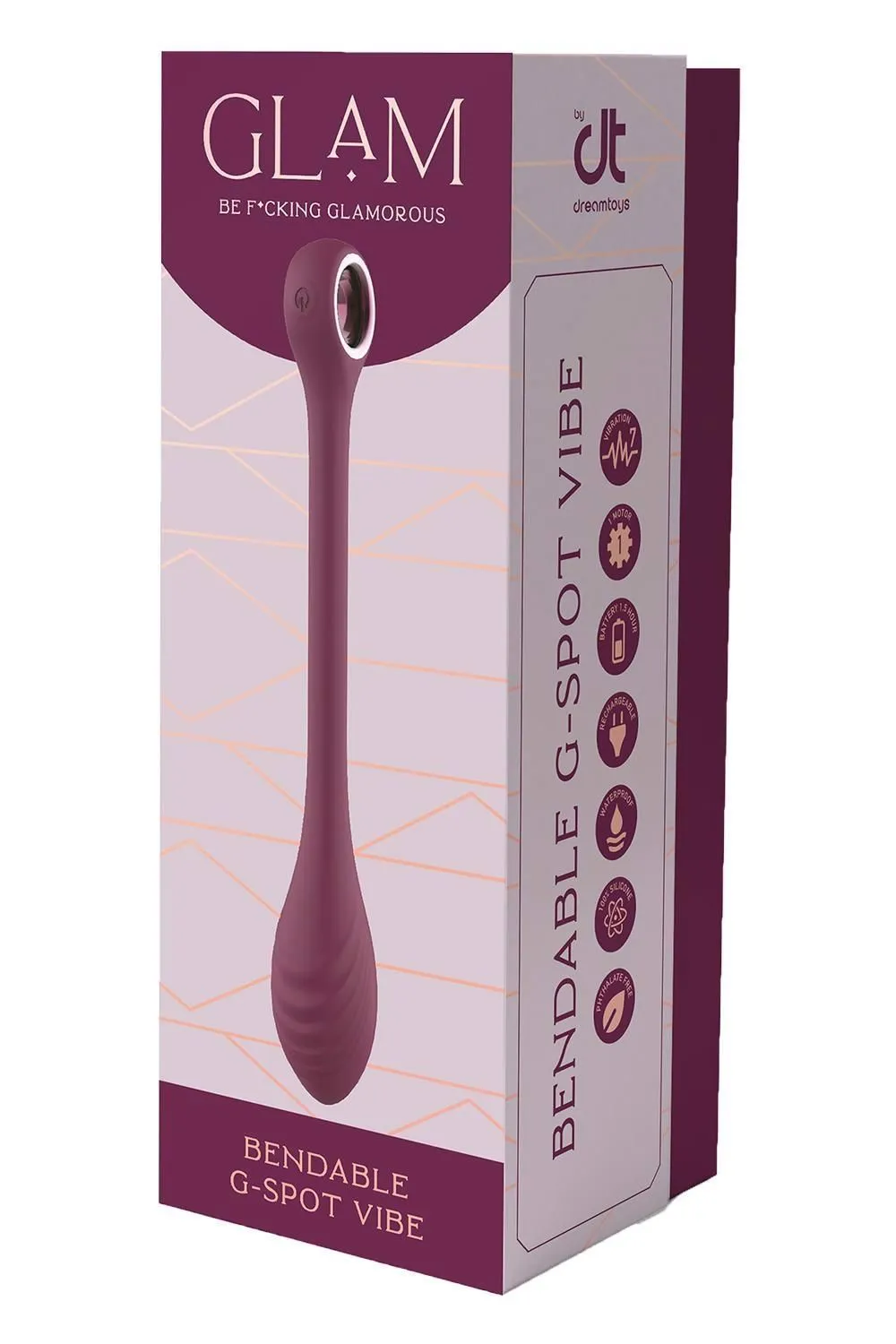 Вібратор Glam Bendable G-Spot Vibe, 22 см (бордовий)