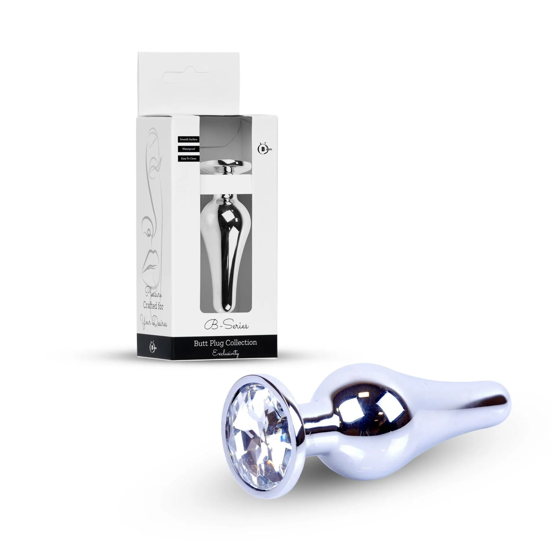 Анальна пробка B-Series HeavyFun Jewellery Silver Plug, 9.5 см (прозорий)