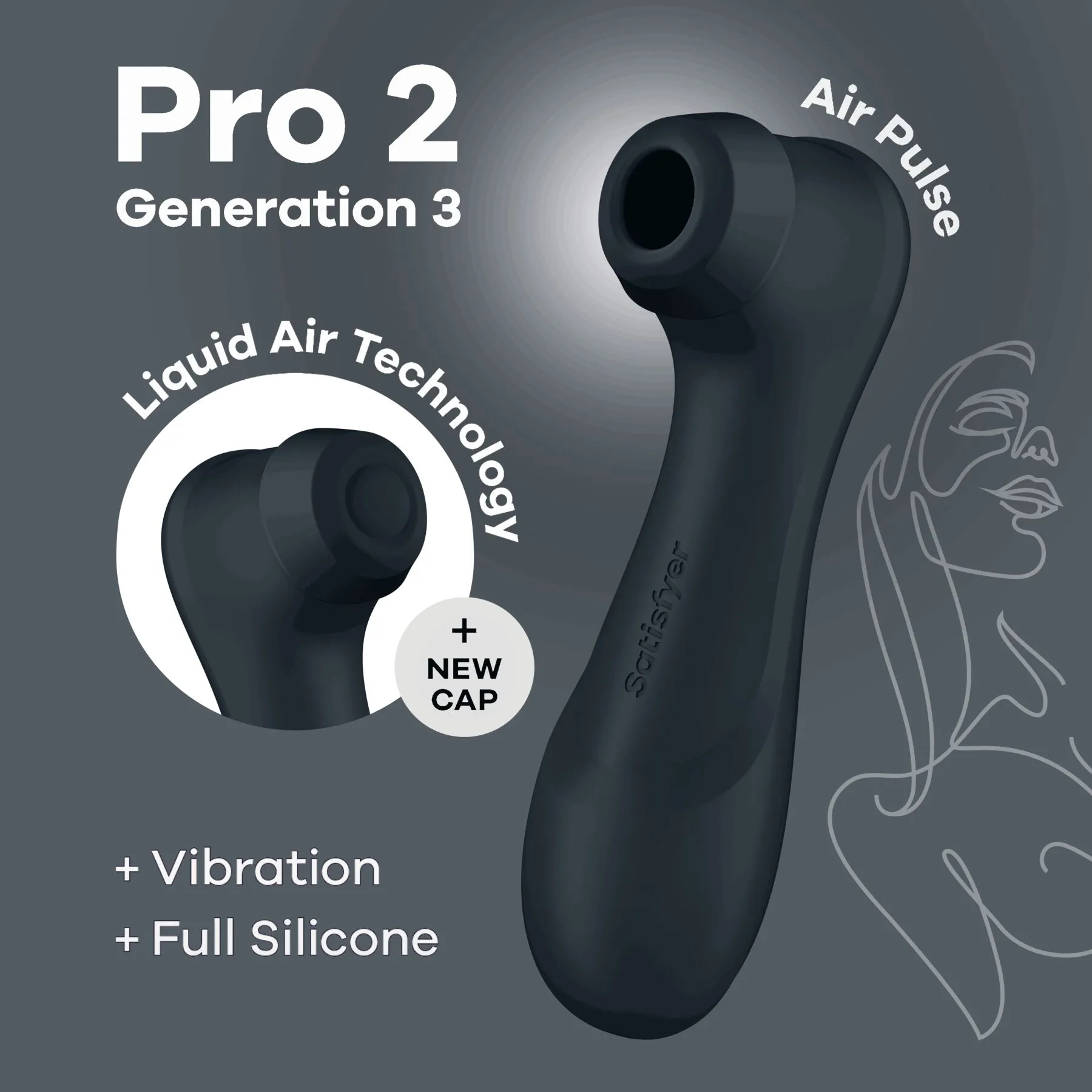 Вакуумный стимулятор клитора с вибрацией Satisfyer Pro 2 Generation 3 with Liquid Air (черный)