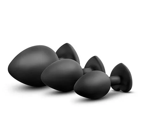 Набор анальных пробок Luxe Bling Plugs Trainer Kit, 3 шт (черный)