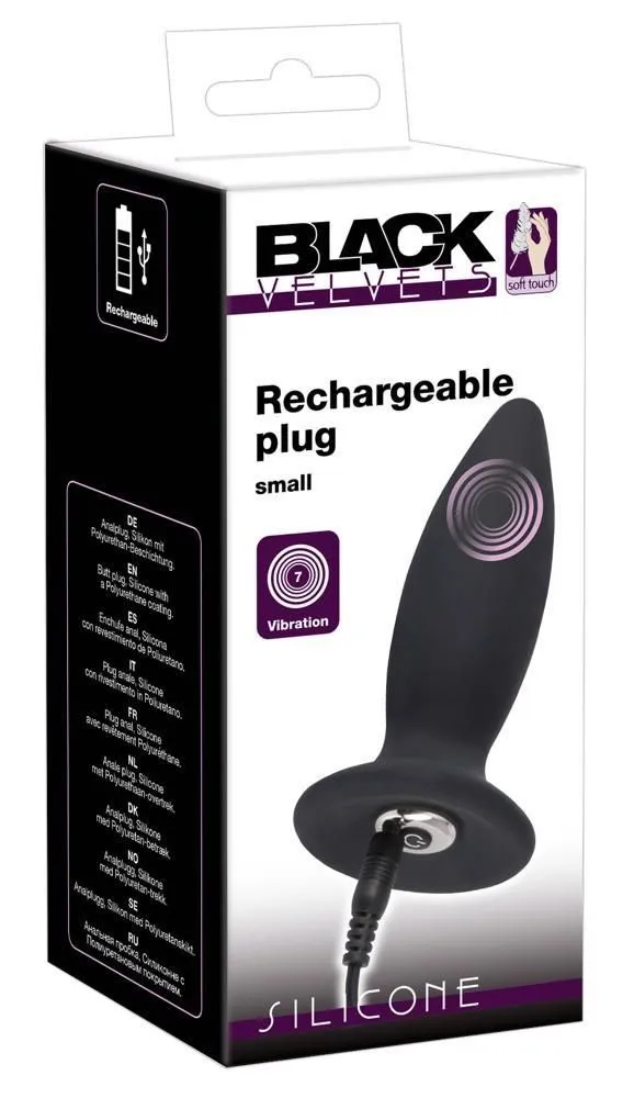 Анальна пробка Black Velvets Rechargeable Plug Small, 11 см (чорний)