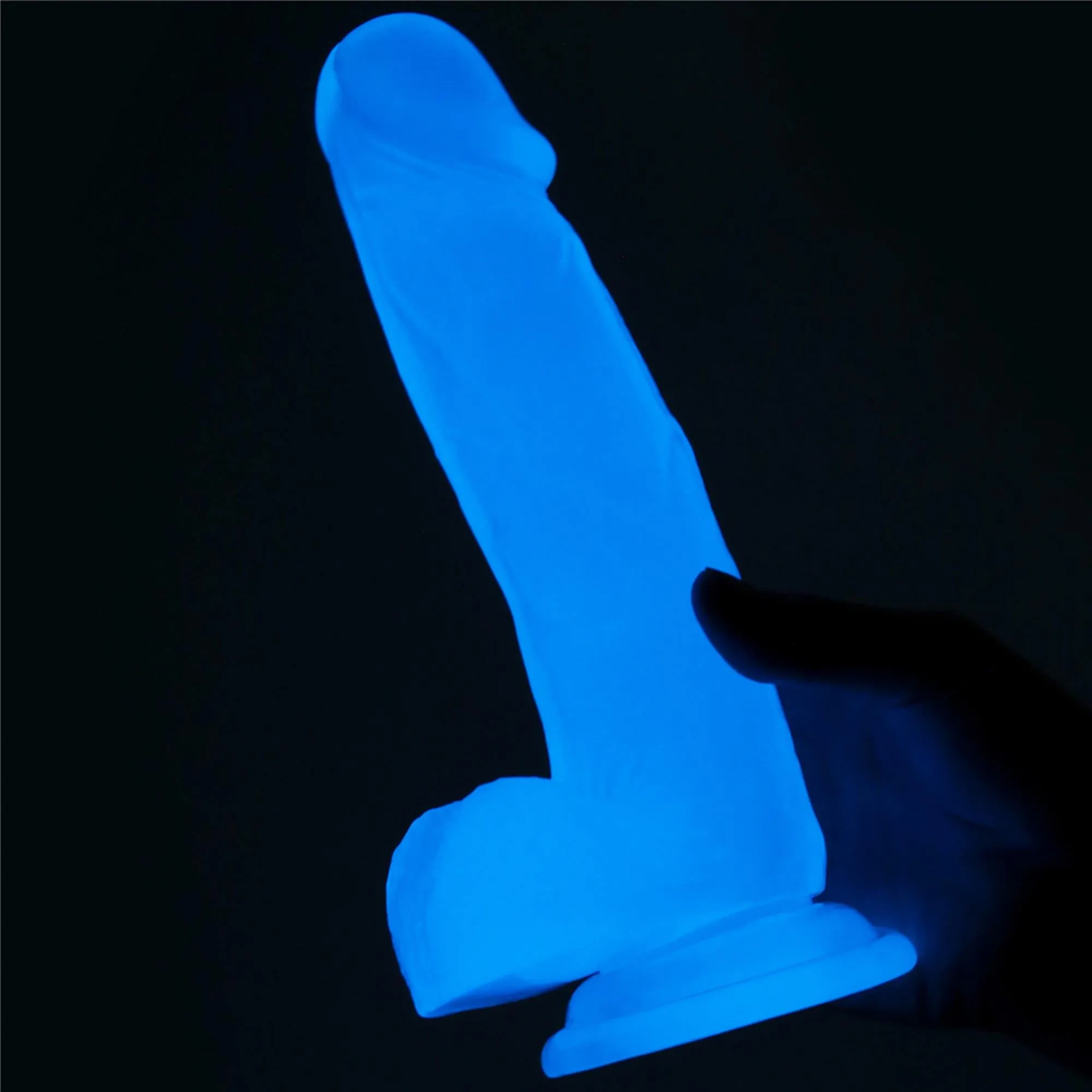 Неоновый фаллоимитатор LoveToy Lumino Play, 19 см (голубой)