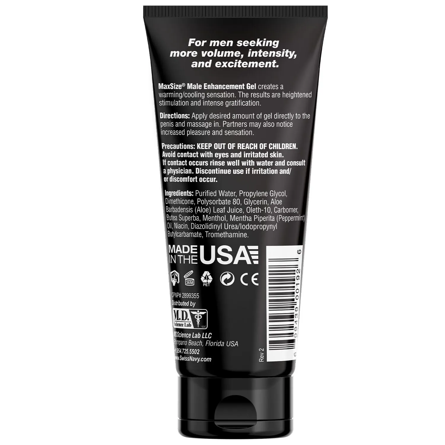 Swiss Navy Max Size - Krem wzmacniający erekcję, Bezzapachowy, 150 ml