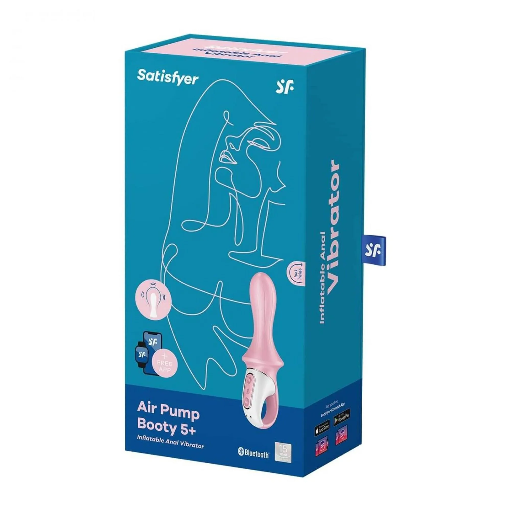 Satisfyer Air Pump Booty 5+ - Nadmuchiwany wibrator analny, Różowy, 19 cm