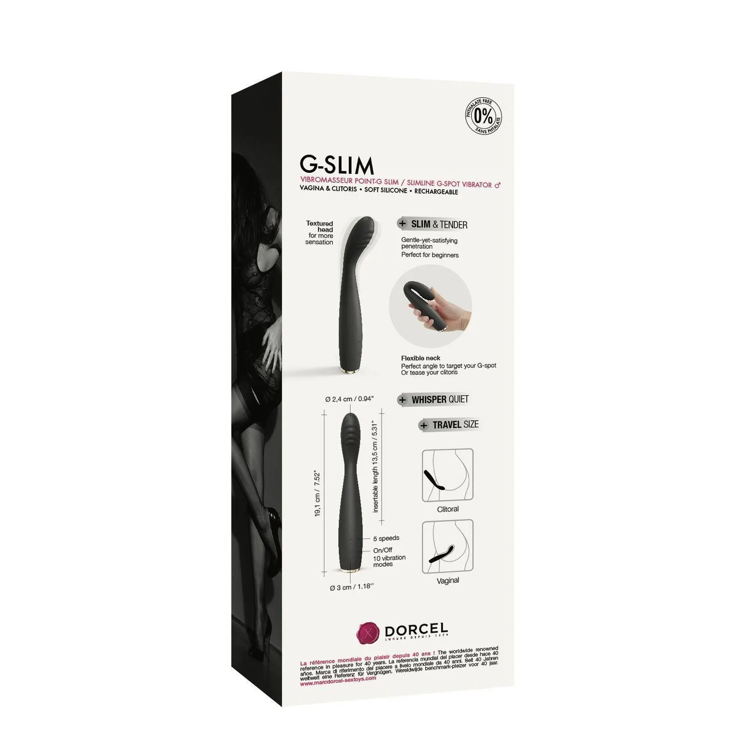 Вібратор для точки G Marc Dorcel G-SLIM, 19,1 см (чорний)