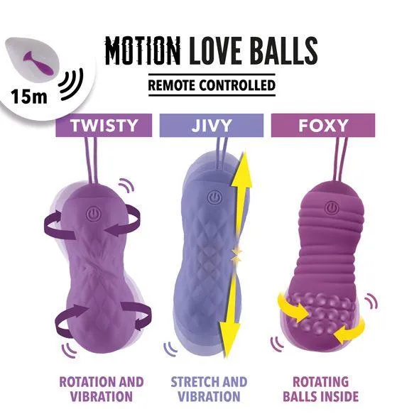 Вагинальные шарики с вибрацией FeelzToys Motion Love Balls Foxy, 8 см (фиолетовый)