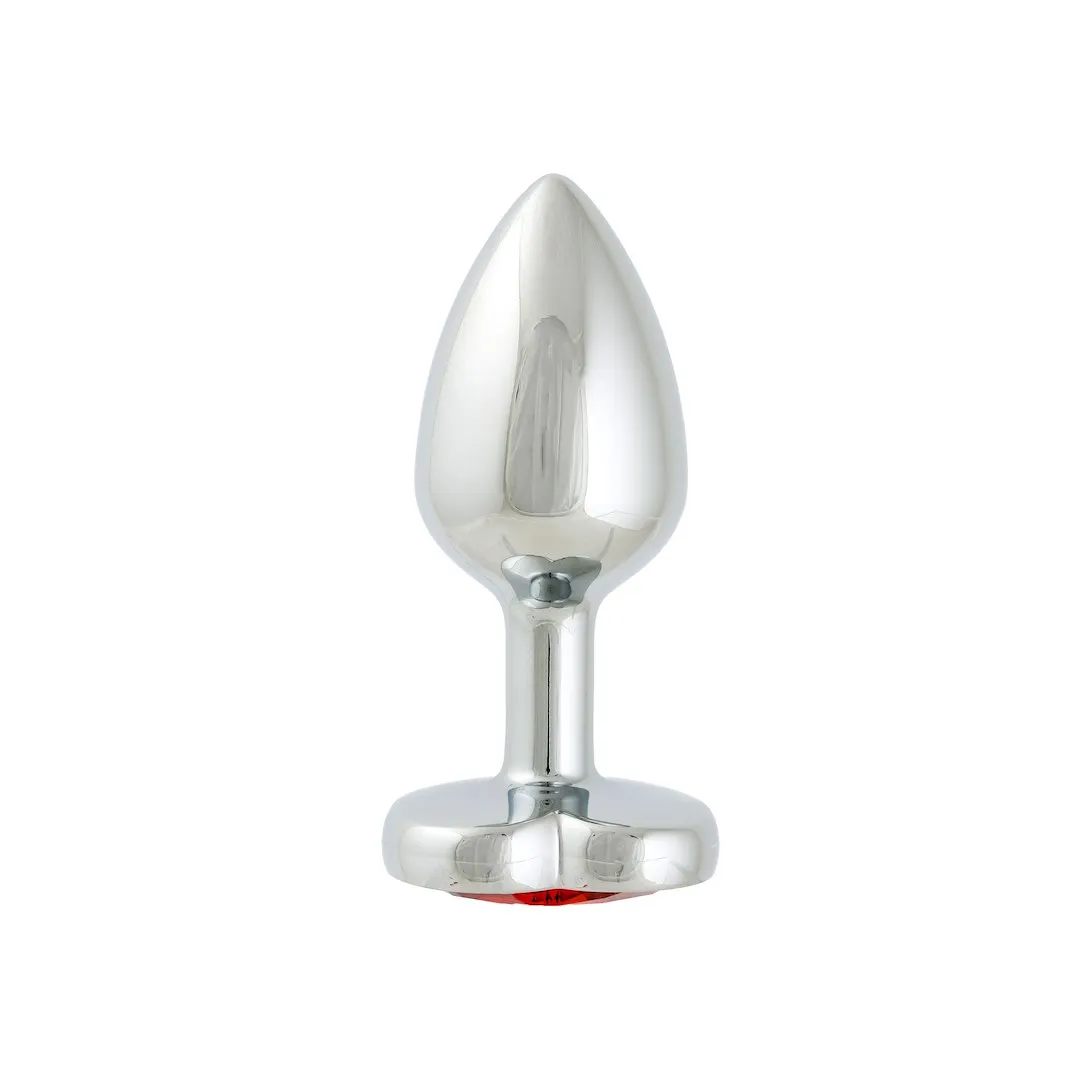 Simply Pleasure S - Korek analny z kryształkiem, Czerwony, 7 cm, S