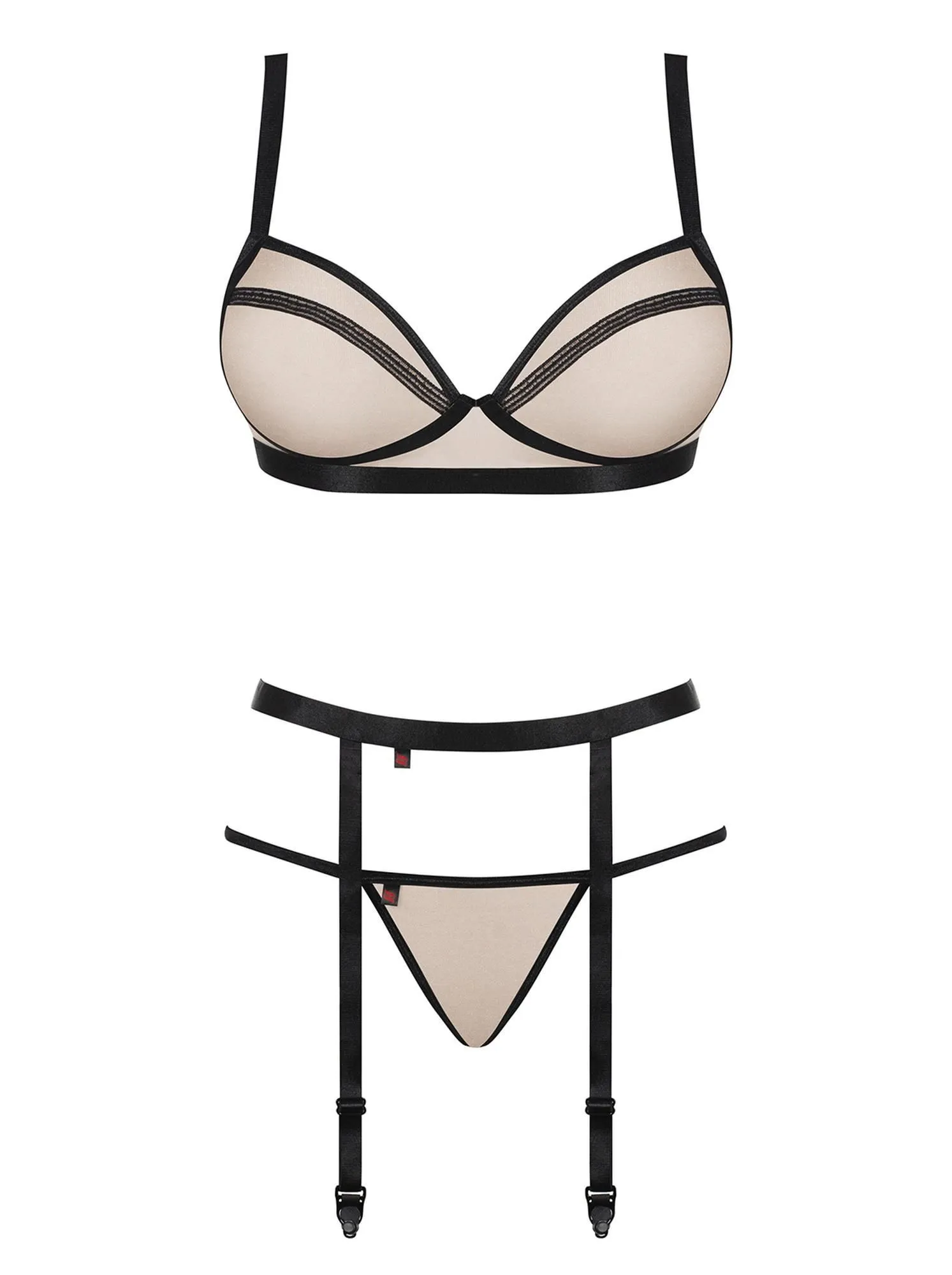 Комплект білизни Obsessive Nudelia, L/XL (тілесний)