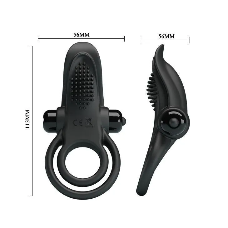 Ерекційне кільце на пеніс з вібрацією Pretty Love Vibro Penis Ring, 11,3 см (чорний)