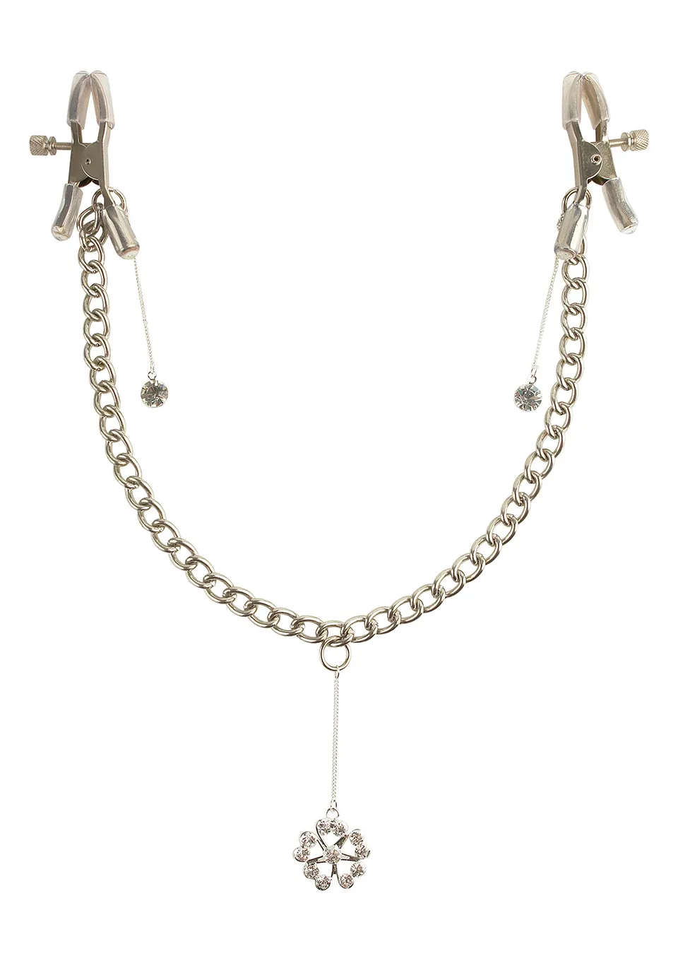 Зажимы для сосков с кулоном Fetish Fantasy Crystal Nipple Clamps (серебристый)