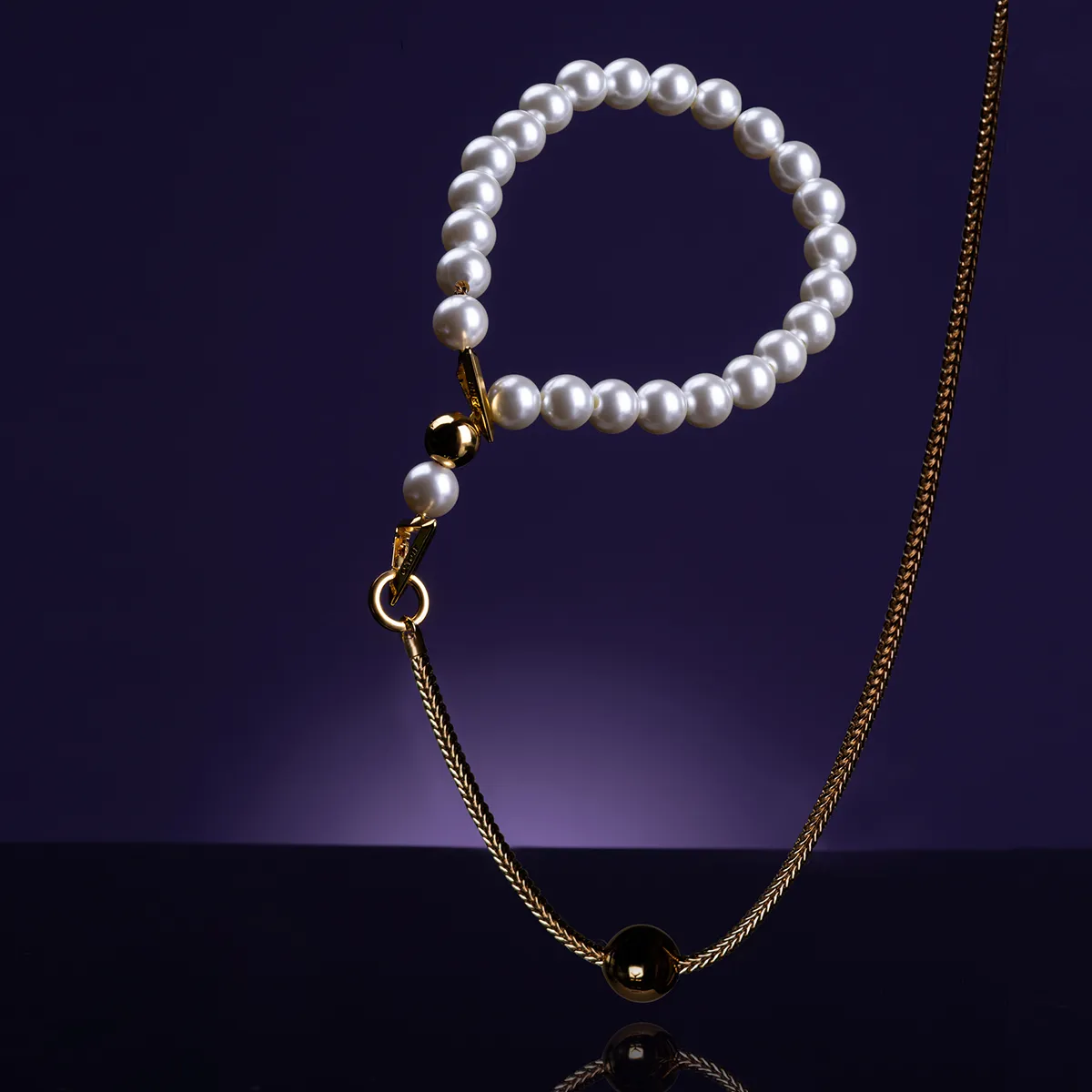 UPKO Moist Eyes Pearl Necklace / Collar - Naszyjnik-obroża, Biały, 52 cm