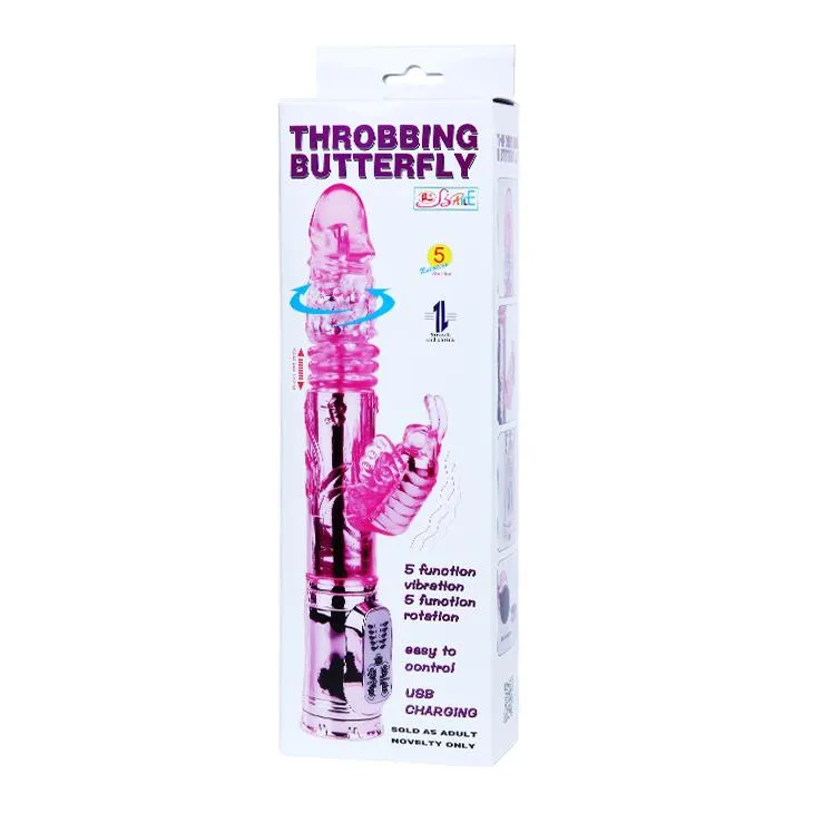 Вибратор-кролик Baile Throbbing Butterfly, 29 см (розовый)