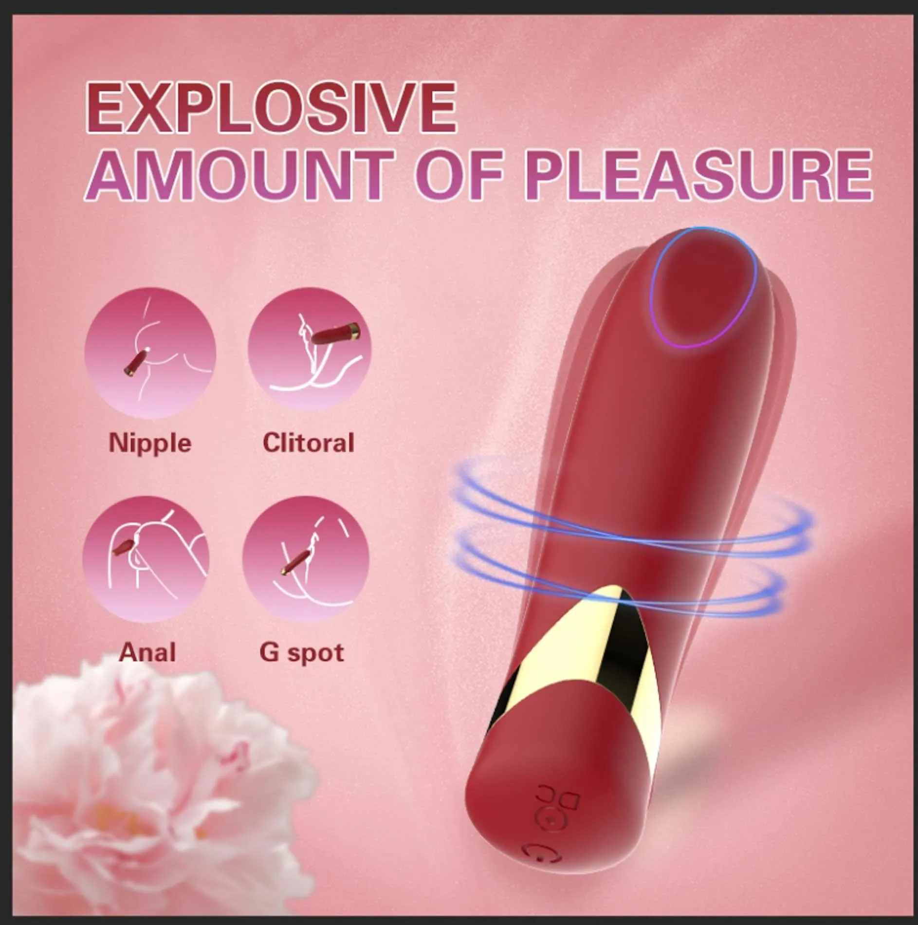 B - Series Cute Lipstick Bullet - Mini-wibrator, Czerwony, 10.2 cm