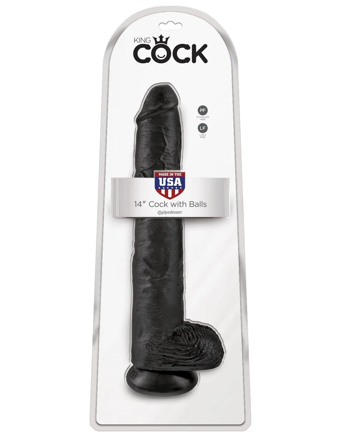 Dildo King Cock 14" With Balls, 37 cm (czarny)