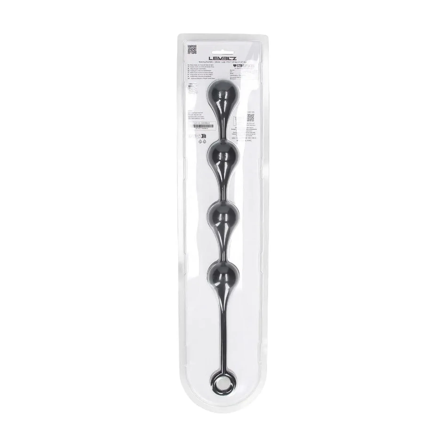 Shots Waterdrop Silicone Anal Balls - Kulki analne, Czarny, 39.5 cm