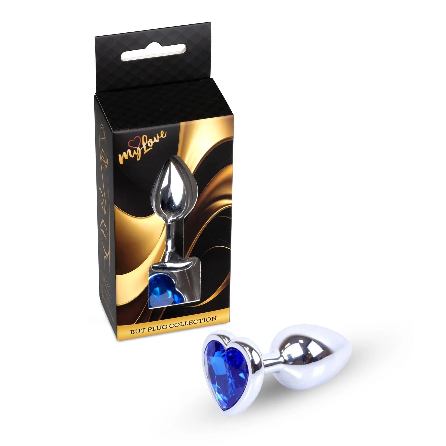 Анальная пробка MyLove Toys Jewellery Silver Heart Plug, 7 см (синий)