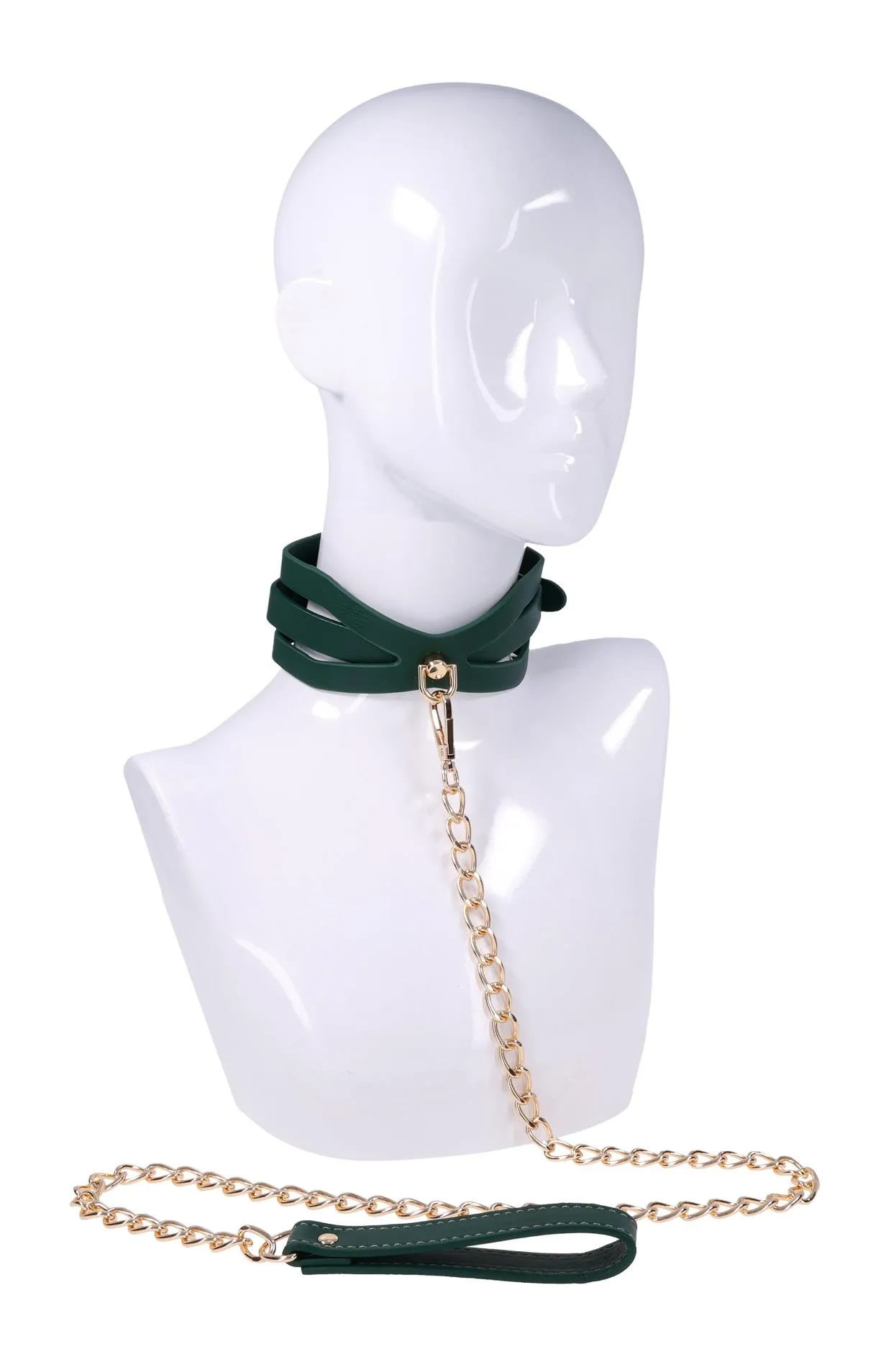 Ошейник с поводком Sportsheets Indica Cutout Collar And Leash (изумрудный)
