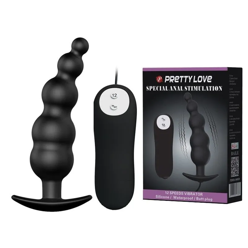 Анальна пробка з вібрацією Pretty Love Special Anal Stimulation, 11,8 см (чорний)