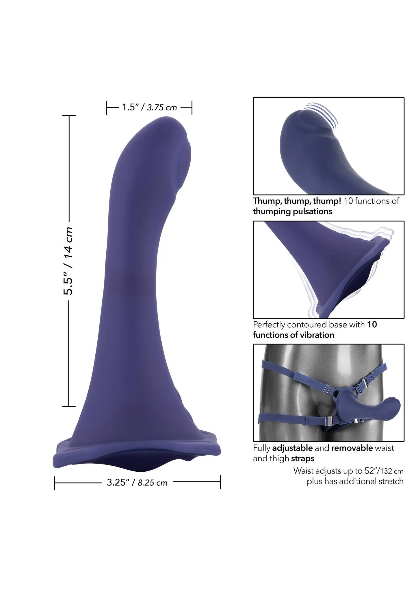 Страпон Calexotics Her Royal Harness Me2 Thumper, 14 см (синий)