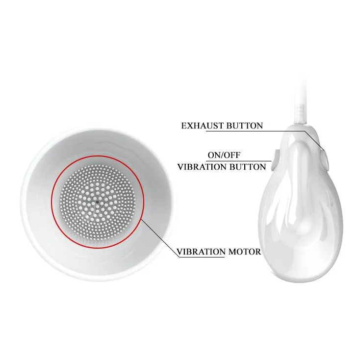Pretty Love Breast Vibrating Massager - Pompka do piersi, Biały, 7 cm