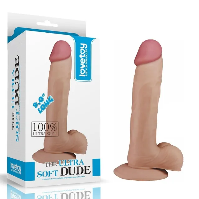 Фалоімітатор із присоскою LoveToy The Ultra Soft Dude Flesh, 22 см (тілесний)