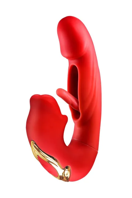 Вибратор-кролик Yoba Kissy 3-in-1, 17.6 см (красный)