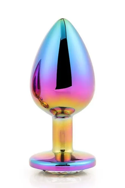 Анальная пробка с кристаллом Gleaming Love Multicolour Plug, 9,5 см (радужный)