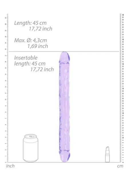 RealRock Double Dong - Dwustronny dildo B, Fioletowy, 45 cm