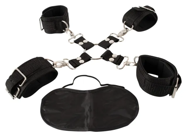 Фиксаторы с наручниками Pipedream Heavy-Duty Hogtie Kit (черный)