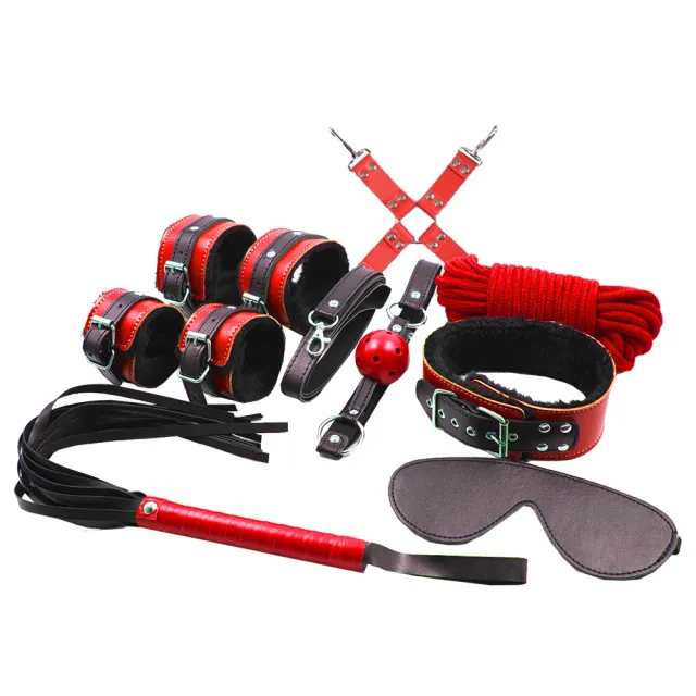 БДСМ набор Secret Play Secret Pleasure Secret Bondage, 8 шт (черный с красным)