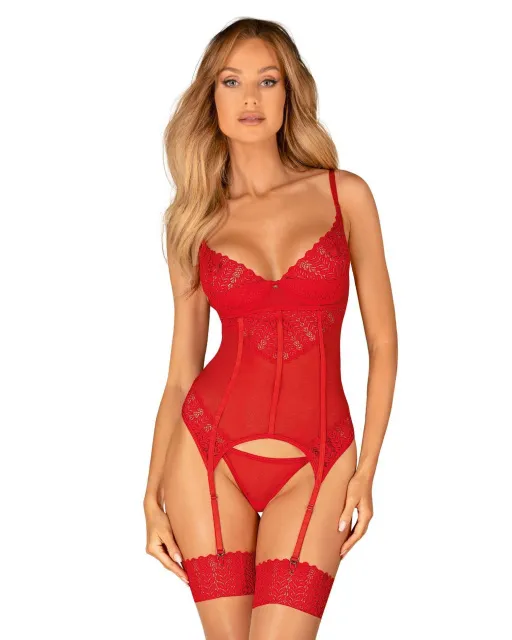 Комплект боди и стринги Obsessive Ingridia, M/L (красный)