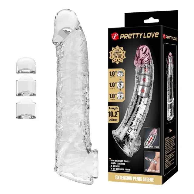 Насадка на пеніс Pretty Love Extension Penis Sleeve, 26 см (прозорий)