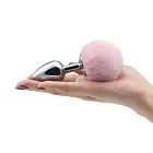 Анальная пробка с хвостиком LoveToy Metal Plug Small, 7 см (розовый)