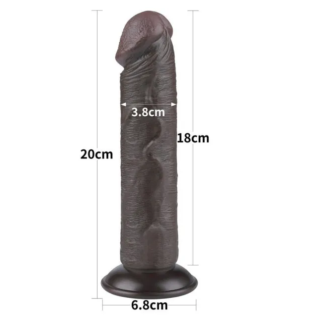 Lovetoy Sliding-skin Dong - Dildo z przyssawką, Czarny, 20 cm