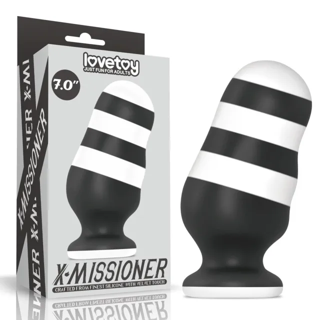 Анальная пробка LoveToy X-Missioner, 18 см (черно-белый)