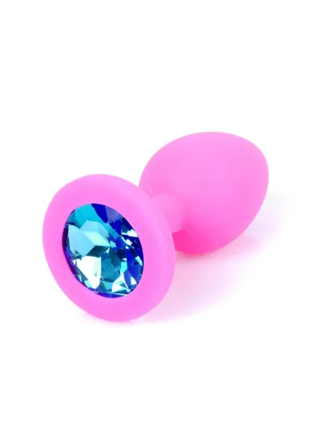 Силіконова анальна пробка з кристалом Boss Plug Jewellery, 7 см (блакитний)