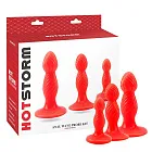 Набор анальных пробок Hot Storm Anal Wave Probe Kit, 3 шт (красный)