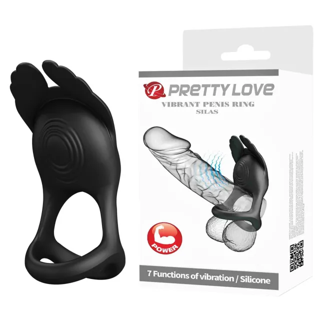 Виброкольцо Pretty Love Silas Vibrant Penis Ring, 9,5 см (черный)