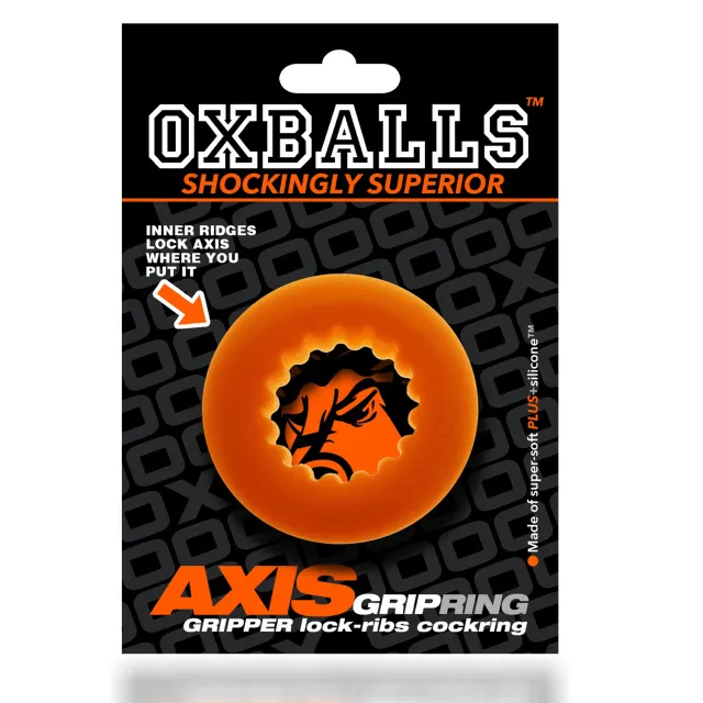 Эрекционное кольцо Oxballs Axis Rib Griphold, 5 см (оранжевый)