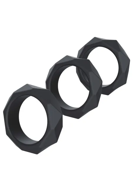 Hidden Desire Heavy C-Ring Set - Zestaw pierścieni erekcyjnych, Czarny, 7 cm