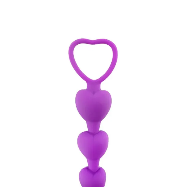 Fantasy Anal Beads Heart - Łańcuszek analny, Fioletowy, 18 cm