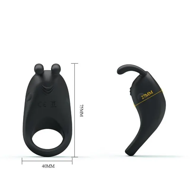 Ерекційне кільце Pretty Love Rabbit Vibrator, 7,5 см (чорний)