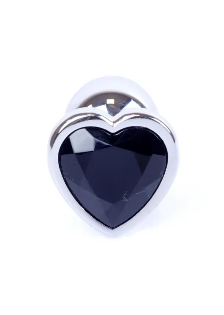 MyLove Jewellery Silver Heart Plug - Korek analny, Czarny, 7 cm