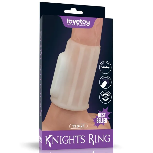 Насадка на пенис с вибрацией LoveToy Ridge Knights Ring III, 10 см (белый)