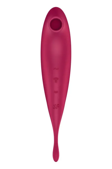 Вакуумный стимулятор клитора с вибрацией Satisfyer Twirling Pro+ (красный)