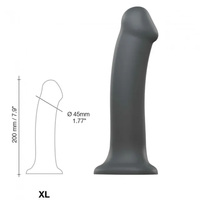 Фаллоимитатор Strap-On-Me Dual Density Bendable XL, 20 см (серый)