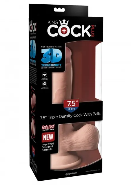 Фаллоимитатор King Cock Plus Triple Density, 19 см (телесный)