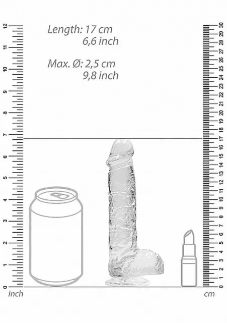 RealRock Crystal Clear 6" - Dildo, Przezroczysty, 17 cm