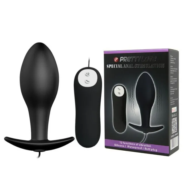 Анальна пробка  Pretty Love Vibrating Butt, 7,5 см (черный)