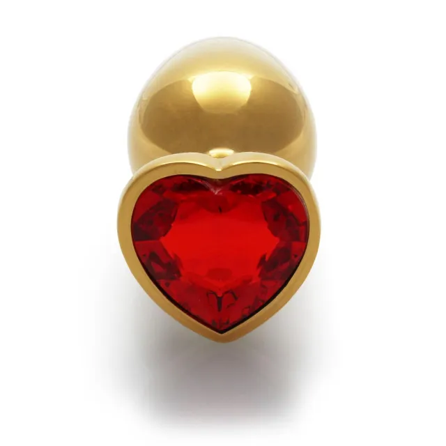 Анальная пробка Ouch! Heart Gem Butt Plug  L, 8.1 см (золотистый)